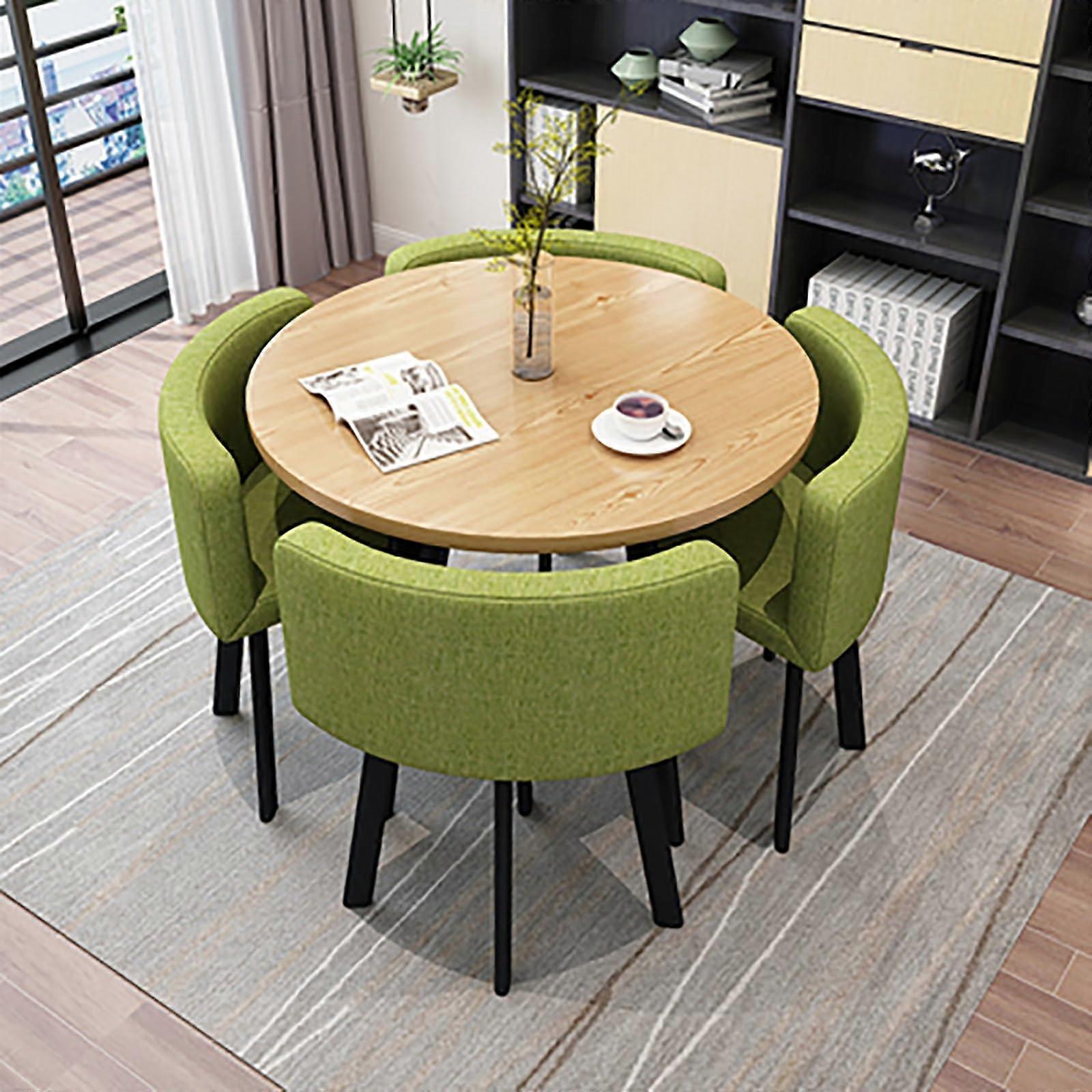 Round Dining Table Set for 4 with Chairs, SpaceSaving Multiuse Design for Office, Lounge, Kitchen