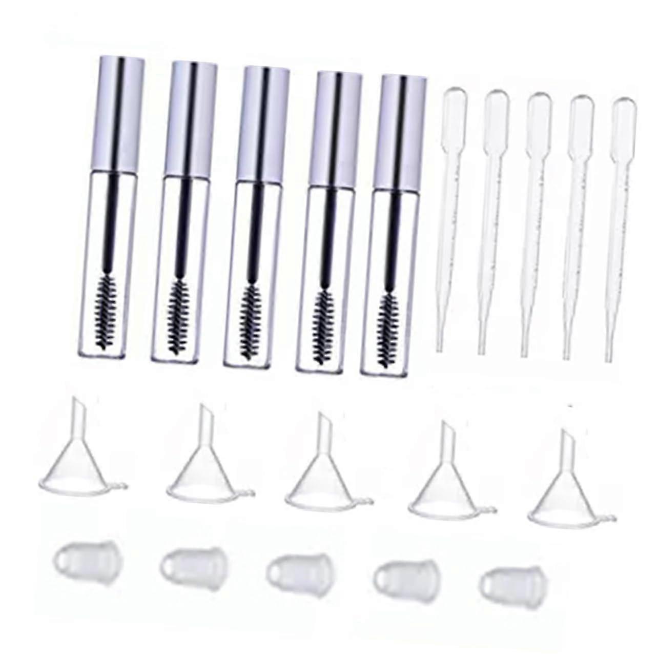 5pcs Empty Mascara Tubes with Wands LeakResistant Refillable Travel Makeup Containers Kit