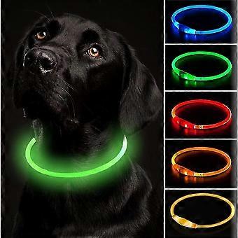 Wiederaufladbares, blinkendes Hundehalsband mit USB-Anschluss, verstellbarer Länge, kürzbar, wasserdicht – XY