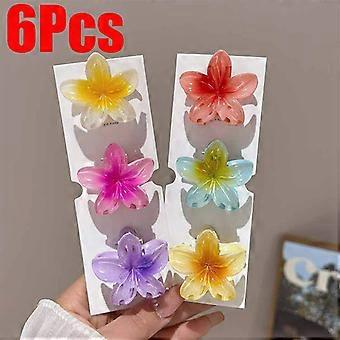 Pince à cheveux florale en plastique pour femmes, accessoire décoratif pour cheveux aux couleurs dégradées