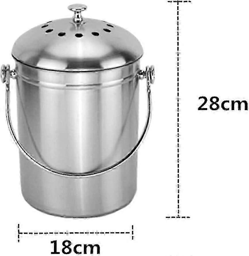 5L Stainless Steel Odor-Proof Kitchen Compost Bin