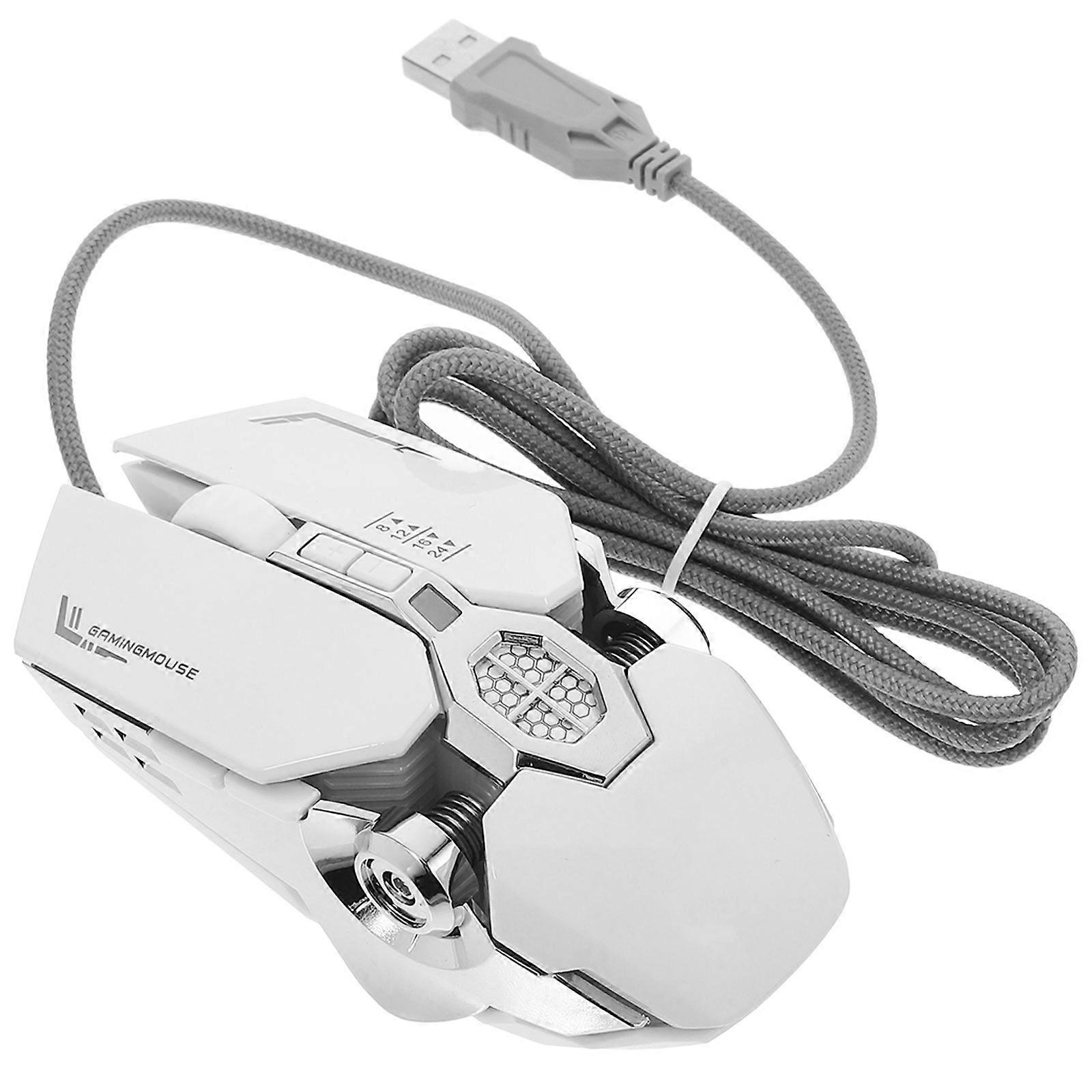 Wired Luminescent Gaming Mouse for Computer 1Pcs Silver Computer Accessory