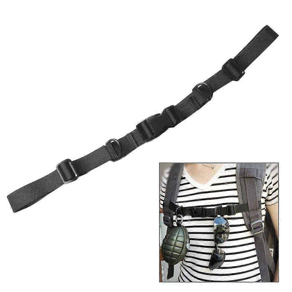 Black Shoulder Strap with Clips Adjustable Chest Belt Backpack Strap