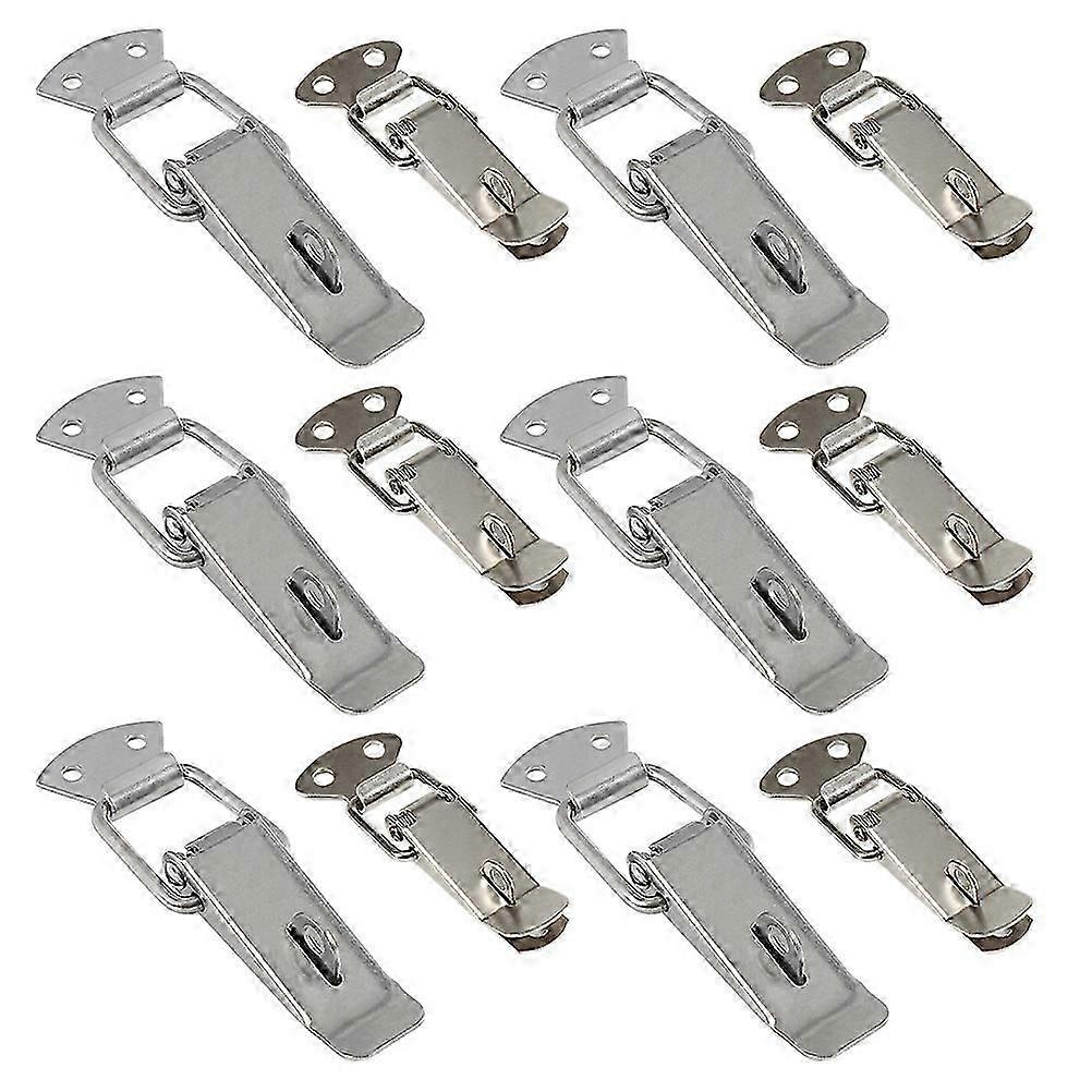 Silver Billed Toggle Hasp 12Pcs Spring Buckle Lock for Cabinet Security