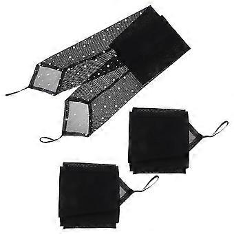 2 Paar Opernhandschuhe: Schwarze glitzernde fingerlose Hochzeitshandschuhe für Frauen - Elegante Tülloper für Brautparty und Halloween-Kostüme