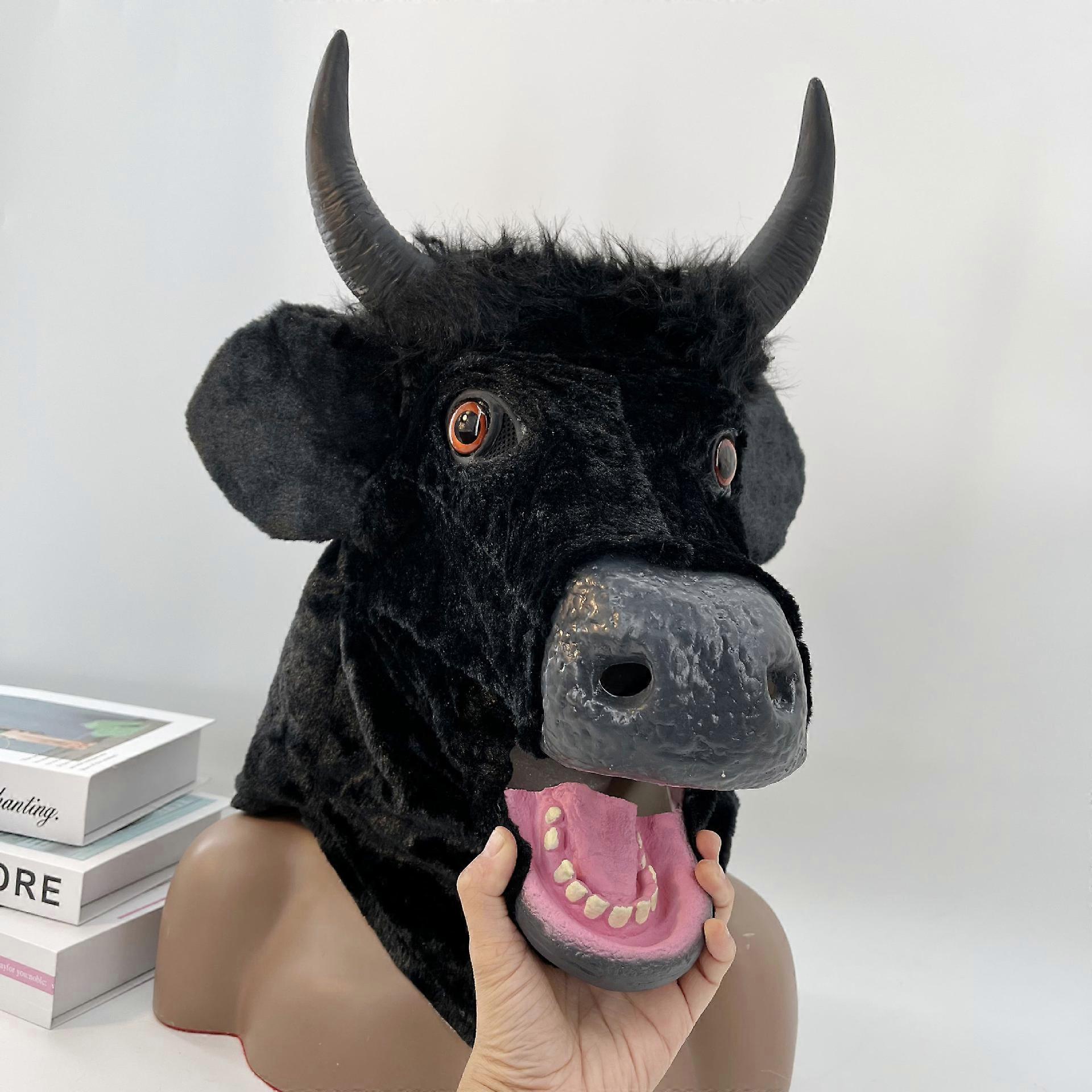 Schwarze Stierkopf-Latexmaske