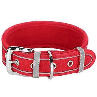 Verstelbare hondenhalsband, ademend, reflecterend, met D-ring, voor middelgrote en grote honden, rood, maat S,z