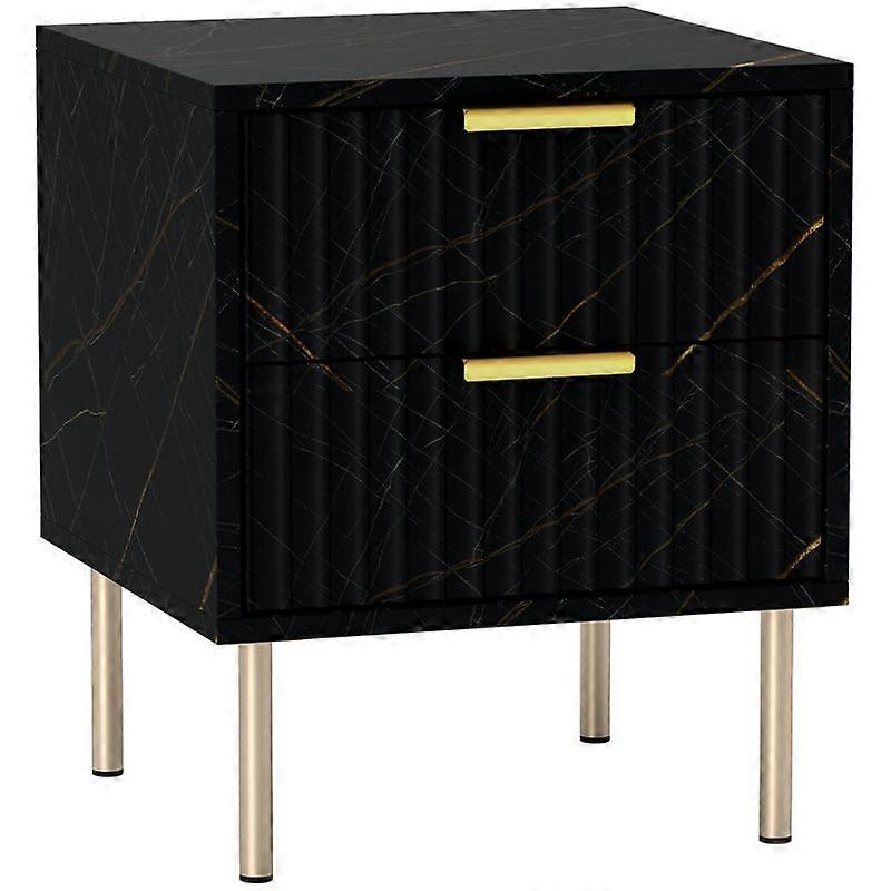Elegant Two-Drawer Bedside Table - Black