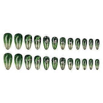 Green Forest Mushroom Armor Wearable Fake Nail For Spring summer S4W1 S6Q0