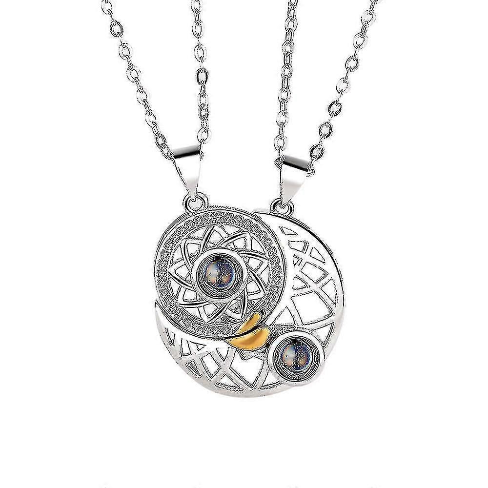 Sun Moon Star Couple Collier Pendentif Projection Collier