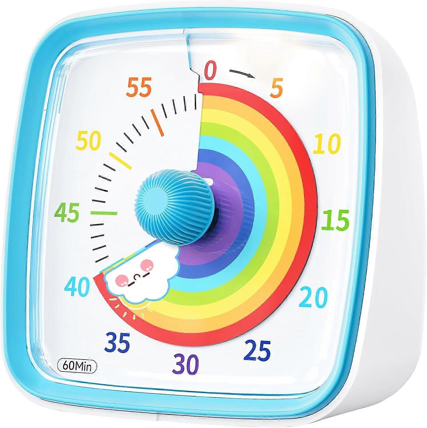 Visual Timer for Children and Adults, 60-Minute Countdown Timer with Silent Flash Function, Rainbow Pattern, Children's Timer for Classroom, Home, Kit