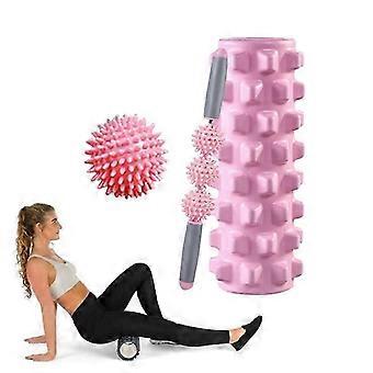 3-in-1 EVA-schuimroller, holle spierontspannings- en yogakolomset, 45 cm roze wolfstand