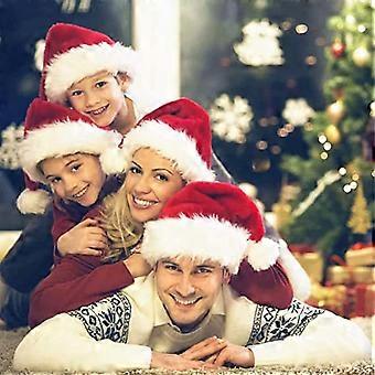 2pcs flauschige rote Weihnachtsmannmützen Set mit Plüschkrempe und Futter für Erwachsene Männer Frauen - Weihnachten, Neujahr Party Zubehör & Geschenke