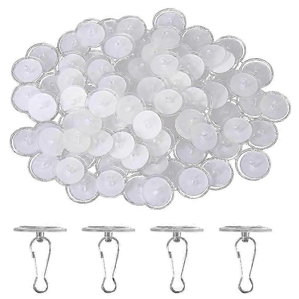 80 Pack Removable Transparent Wall Hanger Self-Adhesive Ceiling Hooks compatible with Hanging Sticky Ceiling Hooks