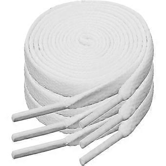 Flat White Shoelaces, 8 mm Wide 120 cm Long, 10 Pairs Double-layer Woven Polyester Tear-resistant Shoelaces for Trainers Sports Hiking Running Shoes
