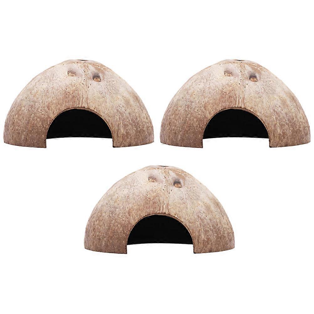 Coconut Shell Rat Hideout for Decor 3Pcs Hamster Cave Accessory