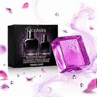 Transparent Purple Perfume, Crystal Cube Gentle Cleansing Bath Soap, Rich Foam Smooth Refreshing Body Wash Soap, Romantic Fragrance Daily Bath Gift