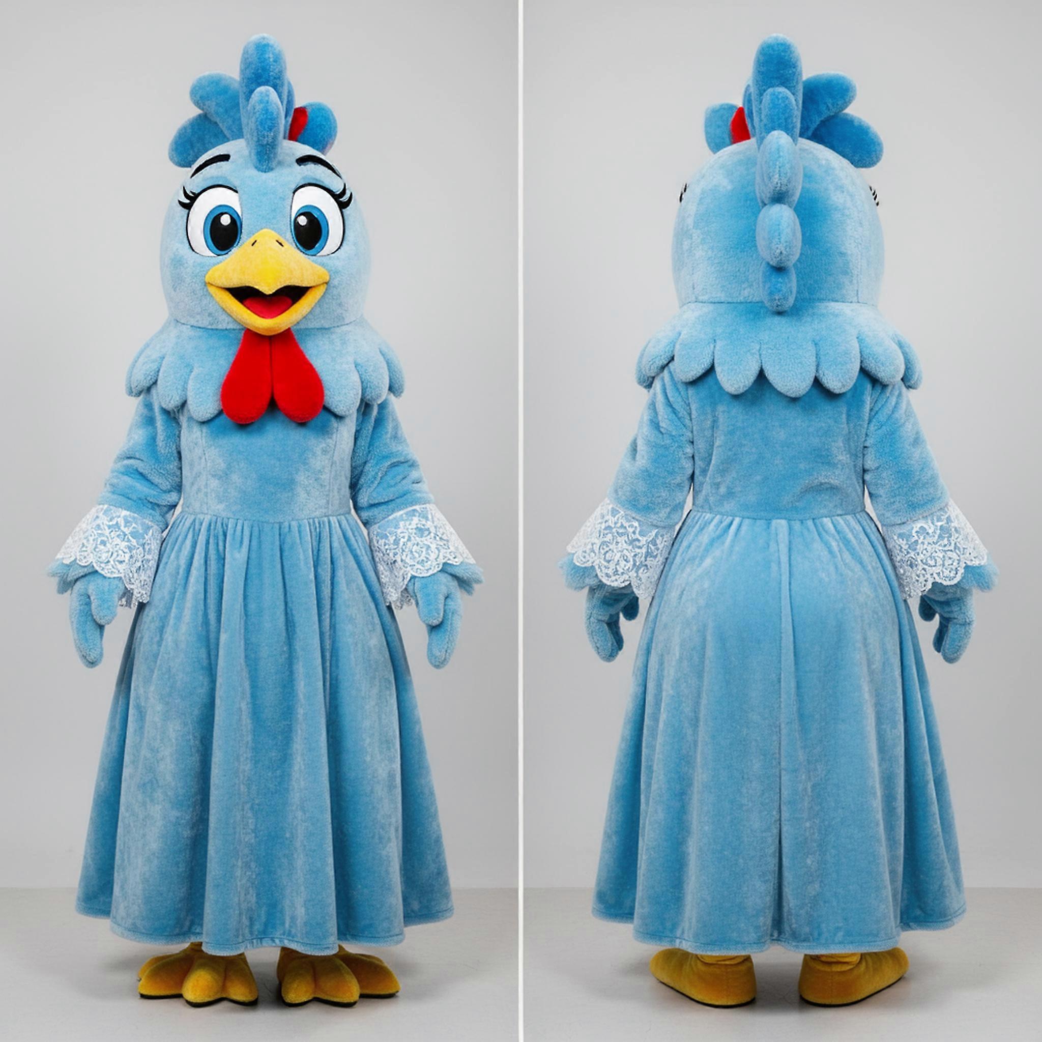 MASTICOT Sky Blue Feathered Roosters Mascot
