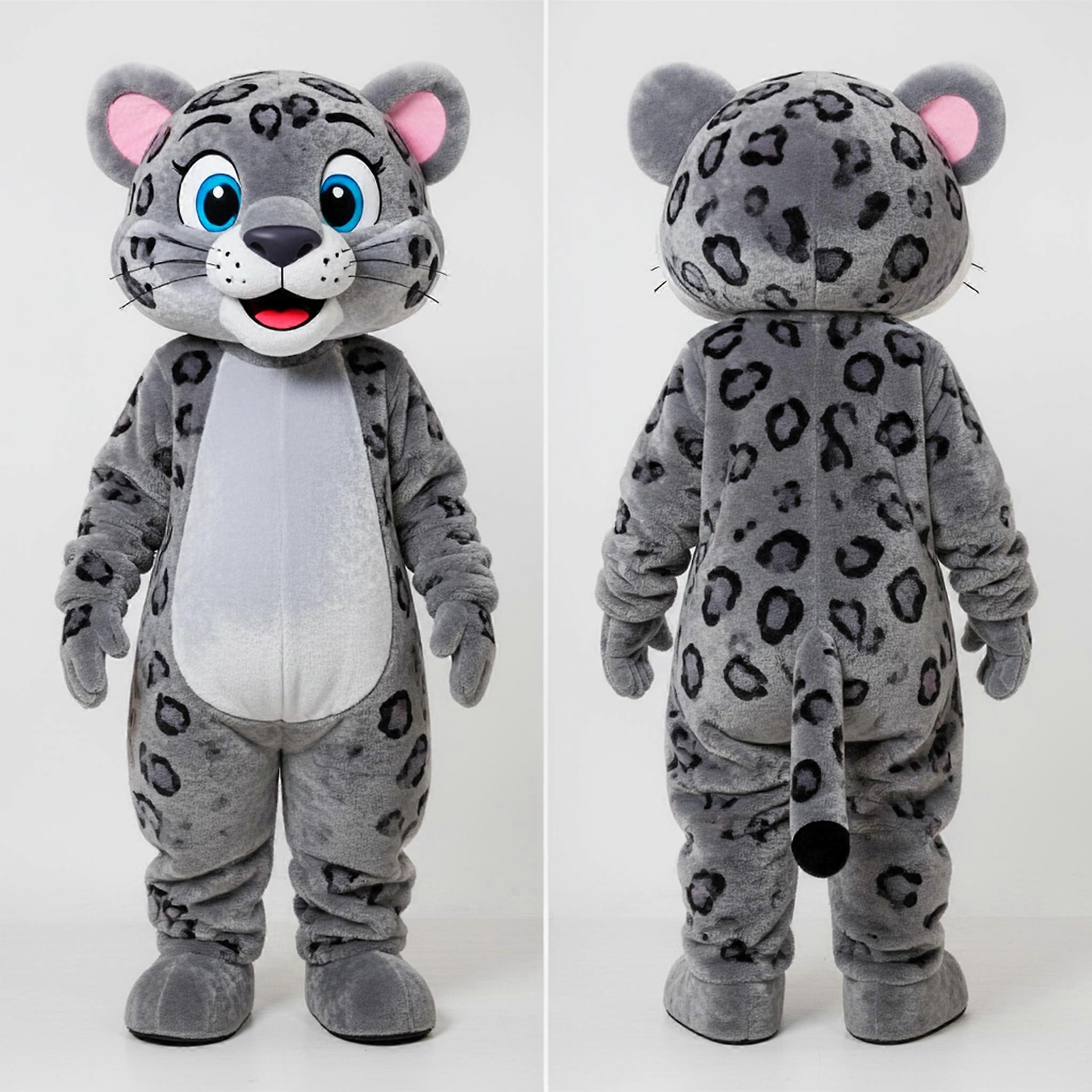 MASTICOT Gray Spotted Leopard Mascot