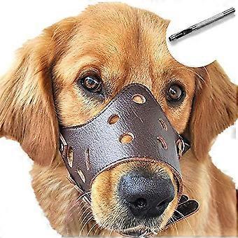 BARKLESS Soft Leather Dog Muzzle for Large Dogs, Secure Anti-Barking | Prevent Biting Muzzle, Breathable and Adjustable, Allows Drinking and Pantin