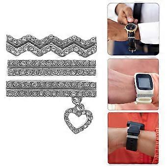 3 piezas de elegantes dijes para correas de reloj de mujer, color plateado, estilo moderno y funcional.