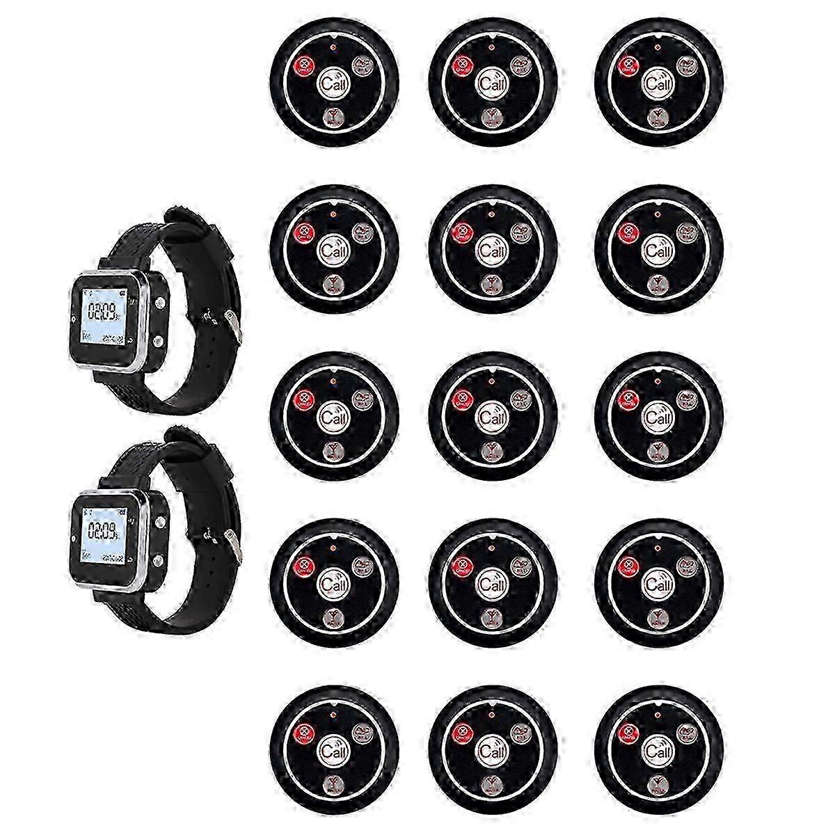Table Call Button Transmitter 15 Pcs EU Plug Cafe Waiter Service Buzzer