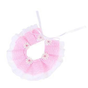 Lace Pet Collar with Bow Tie, Pink, With Bell, Machine Washable, For Dogs Cats, Daily Wear, Parties, Weddings