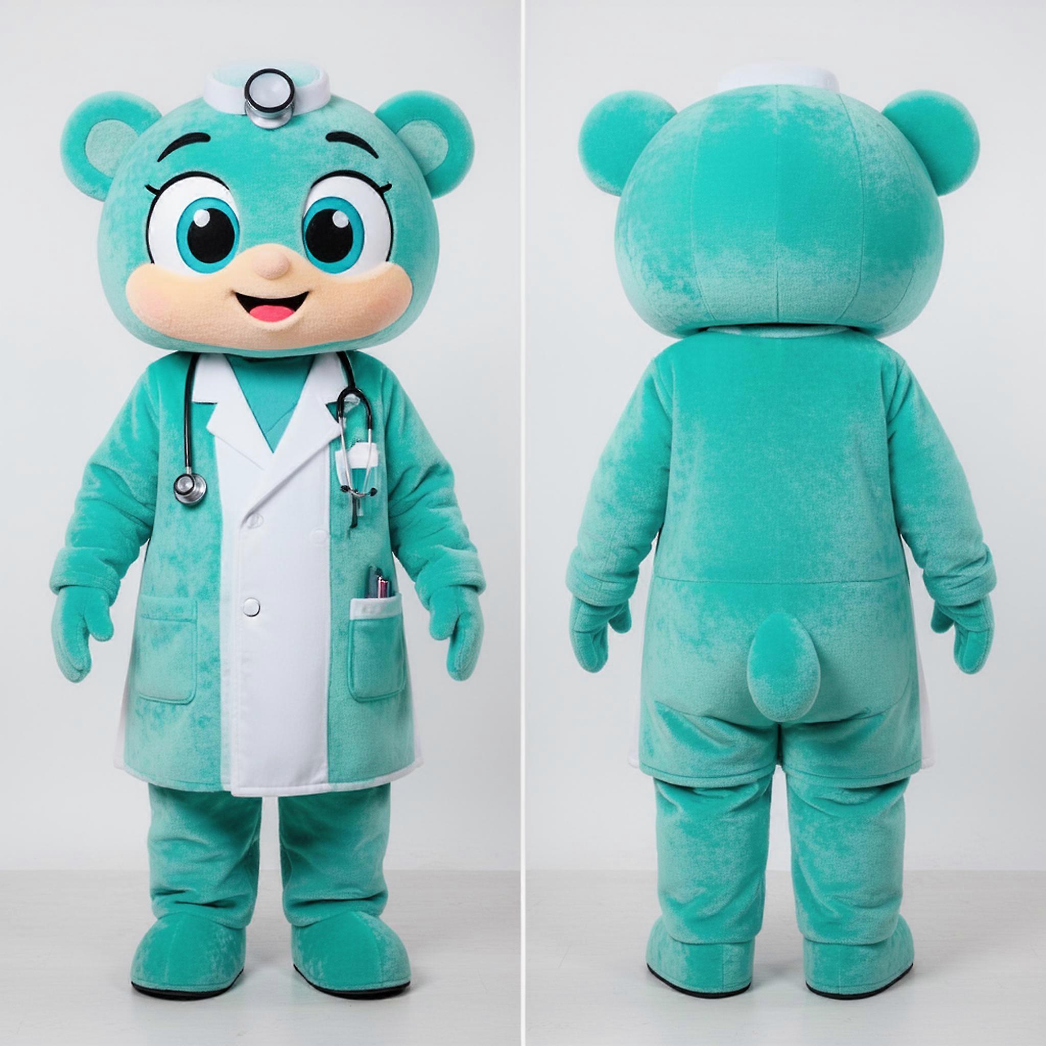 MASTICOT Teal Friendly Doctor Mascot