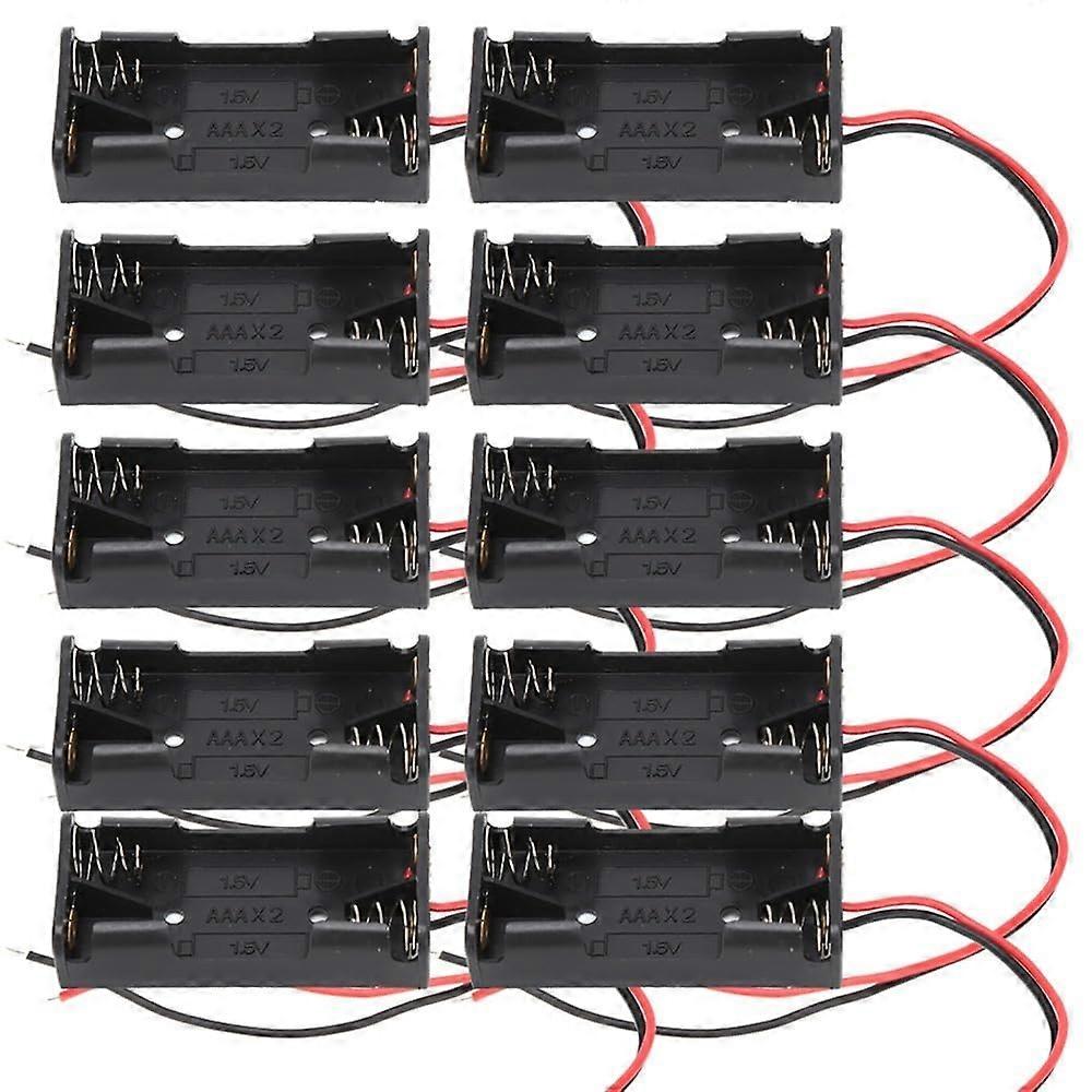 10 Pack 2 x AAA Battery Holder with Wire Leads Durable Plastic Case for Electronic Projects