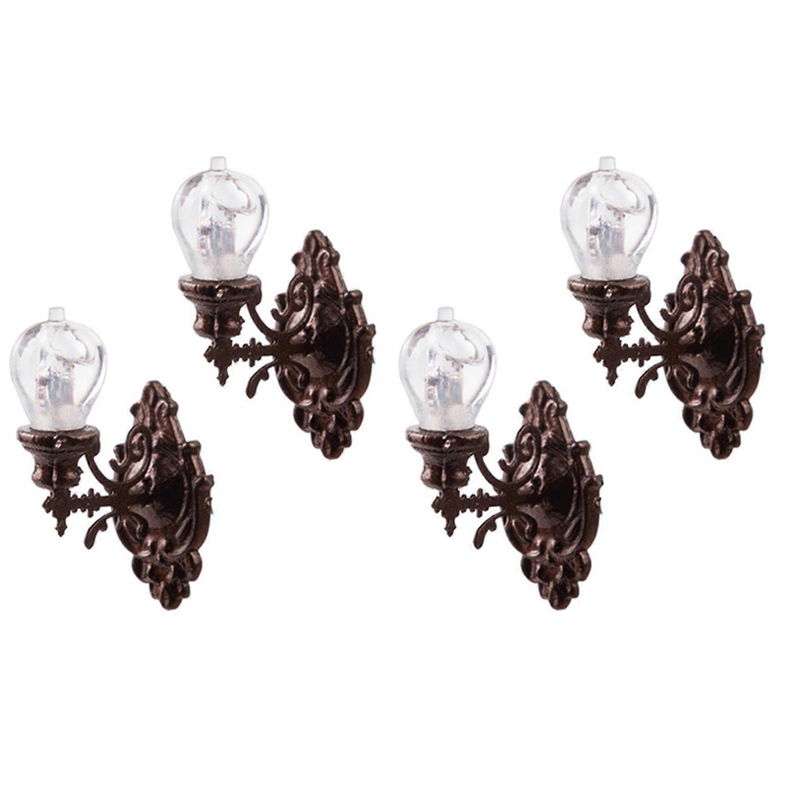 4Pcs Coffee Wall Lamp Model for Decor Miniature Lamp Decorations
