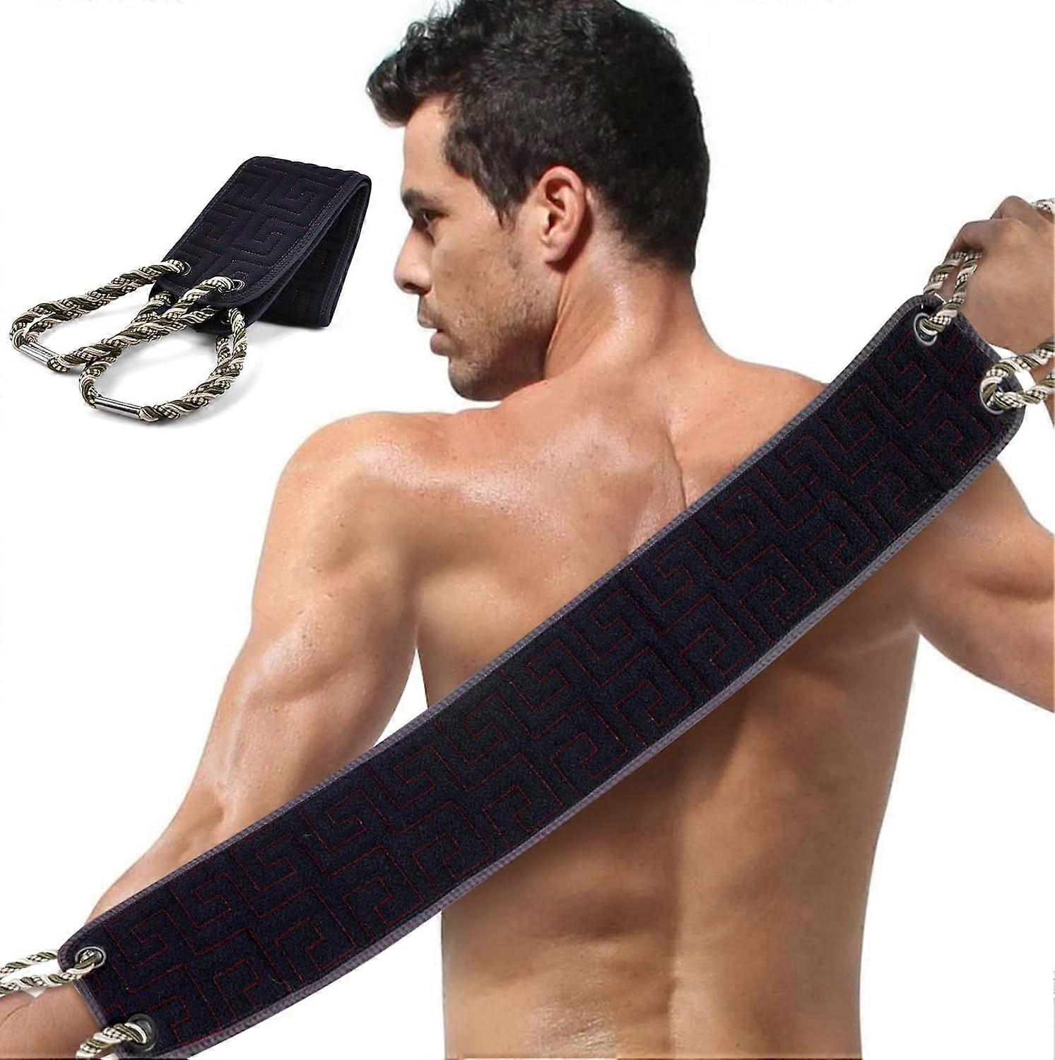 Double-sided back massage brush with handle, black