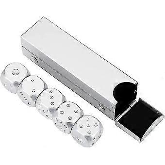 Metal Dice Set With Silver Storage Box