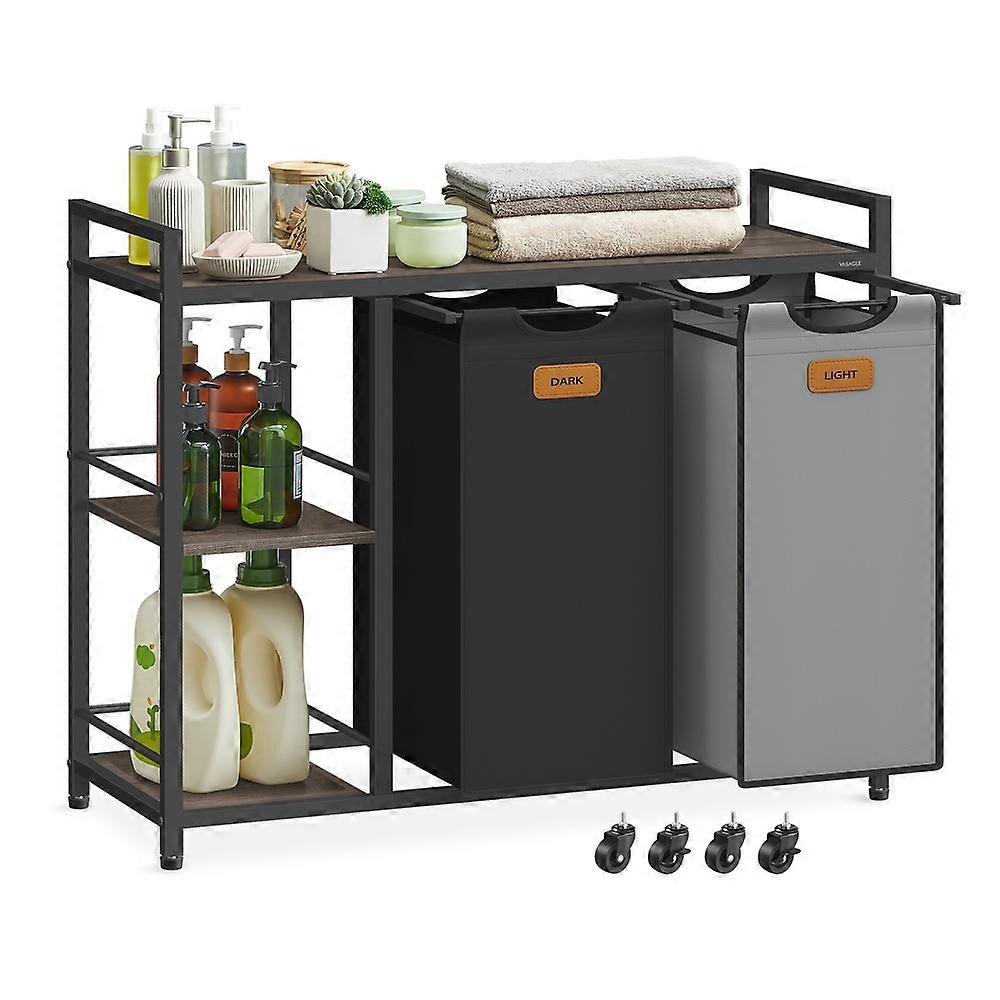 Rolling Laundry Hamper with 2 Compartments, 26.4 Gal. (10