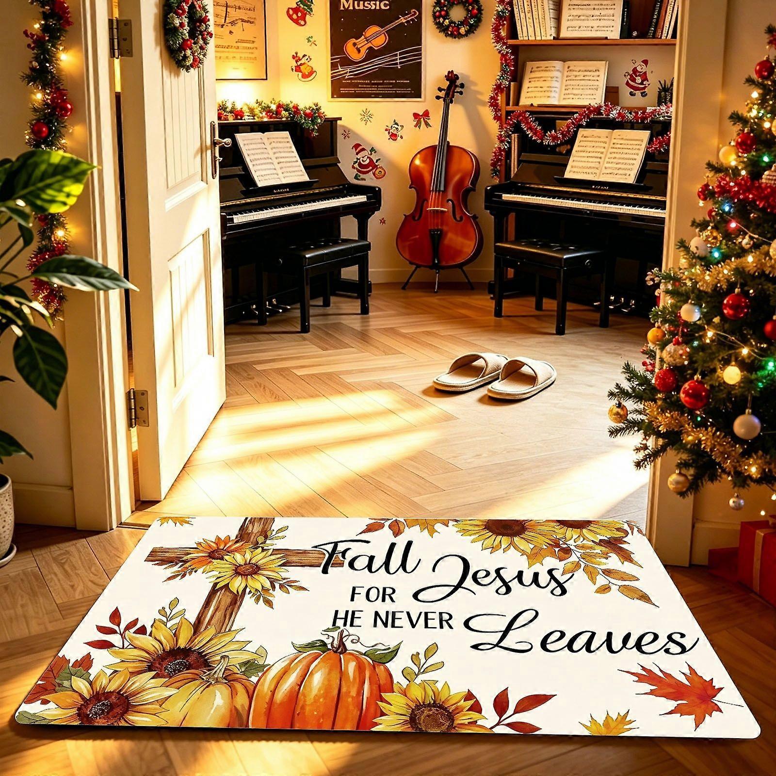 Printed Floor Mat Featuring autumn flowers