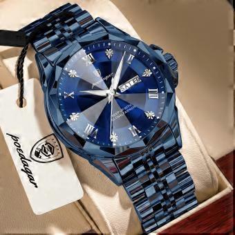 POEDAGAR Fashion Luxury Men Watch Top Original Waterproof Luminous Date Week  Wristwatch Stainless Steel Quartz Watches