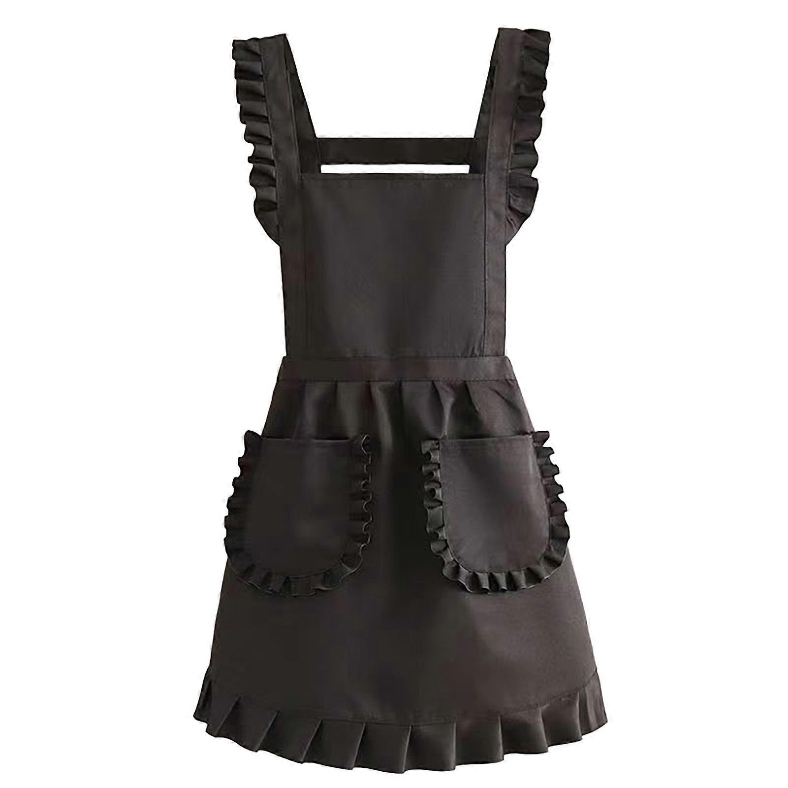 Ruffled Sleeveless Apron With Pockets