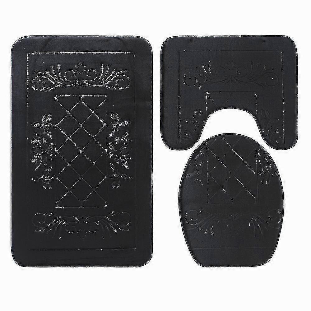 Microfiber 3pc Bath Mat Set Black