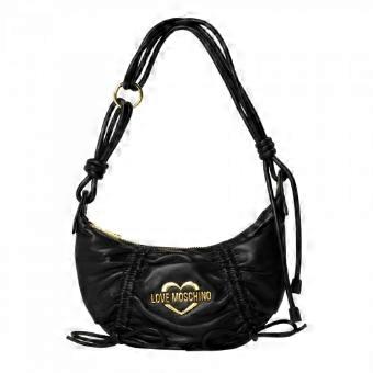 Love Moschino Softy Bow Hobo Crescent Shape Handbag with Gold Tone Hardware
