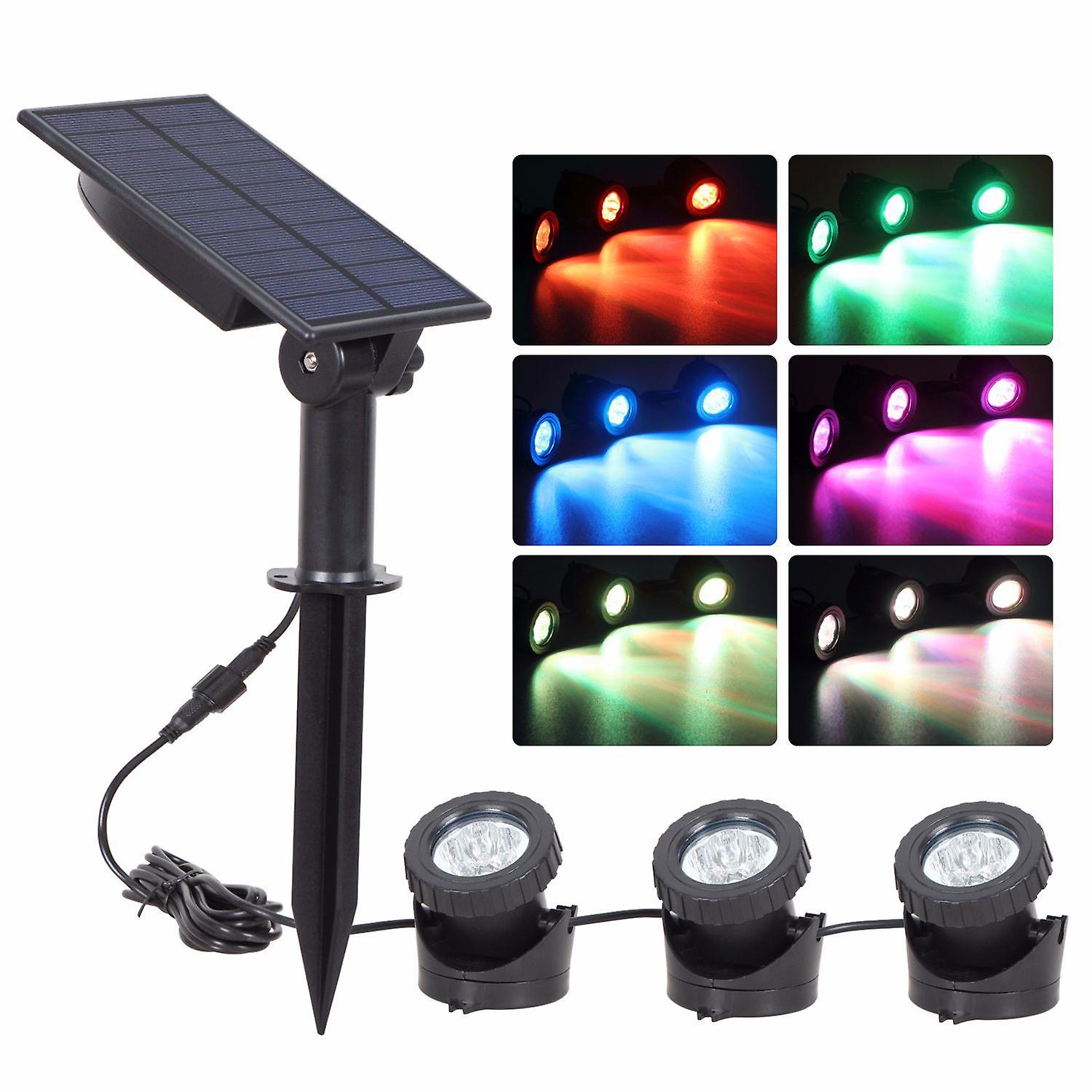 Solar Pond Lights, Super Bright Rgb Landscape Spotlights Ip68