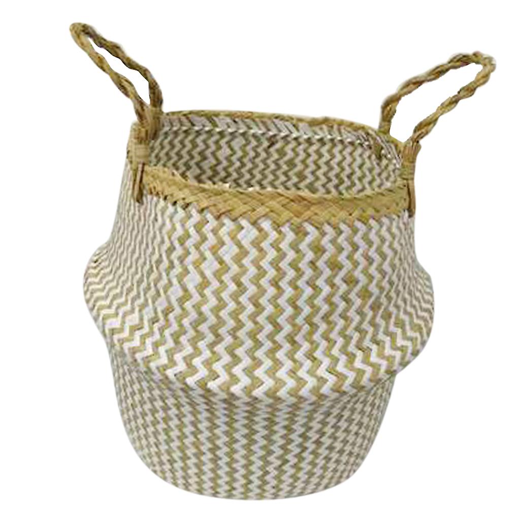 Faltbarer Aufbewahrungskorb Stroh Gewebter Blumenkorb Blumentopf Garten Pflanzgefäß 2