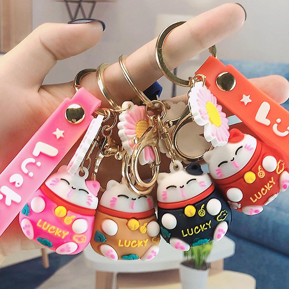Happy Cat Cartoon Lucky Cat Keychain Car Key Ring Charm -laukku riipustarvikkeet