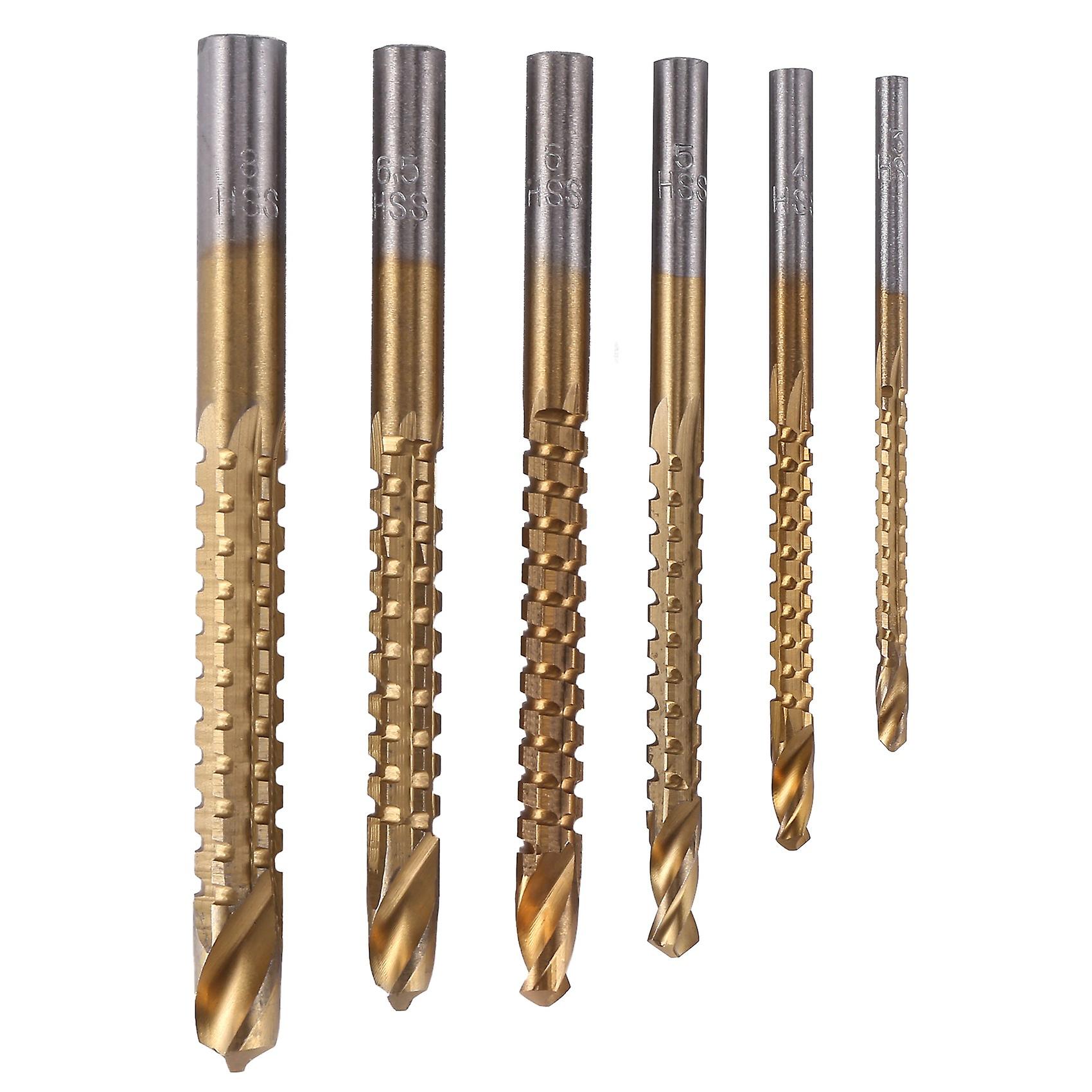 Set di 6 punte per fresatura HSS, punte per trapano per legno, set di punte per legno e metallo K075 Oro