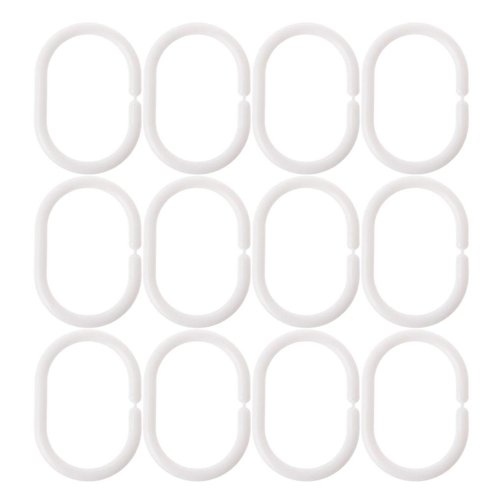 12Pcs Strong Bendable C Shape Hanging Shower Curtain Rod Ring Hanger White
