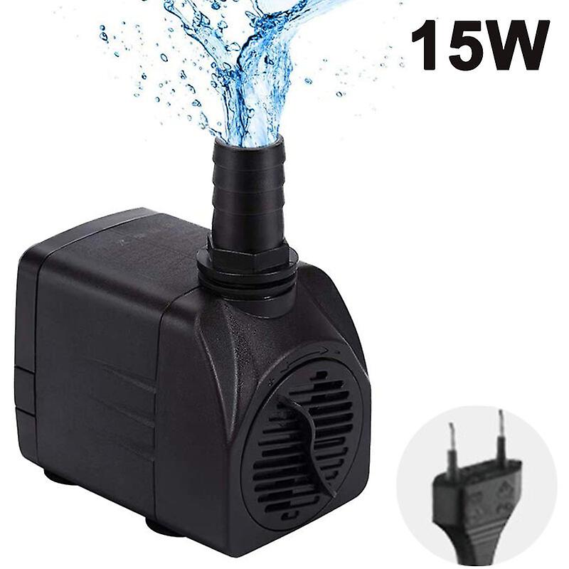 Submersible Pump, Ultra Quiet Fountain Pump Water Pump with 5ft Power Cord, 3 Nozzles for Aquarium, Fish Tank, Statuary, Hydroponics, 15W