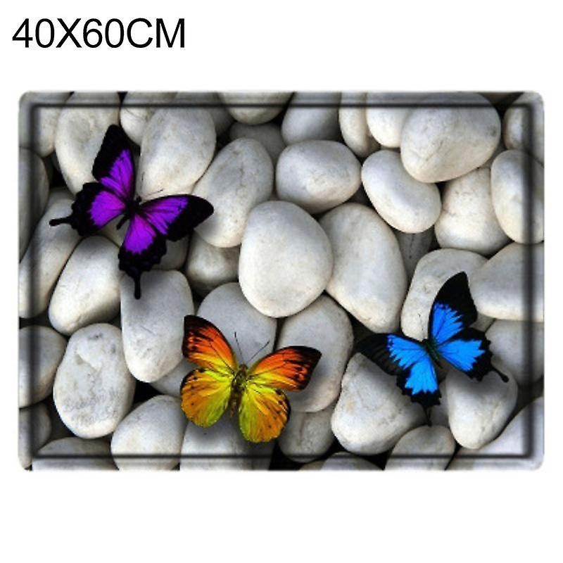 Cobblestone Butterfly Pattern Floor Mat Bathroom Non-slip Absorbent Rug Carpet