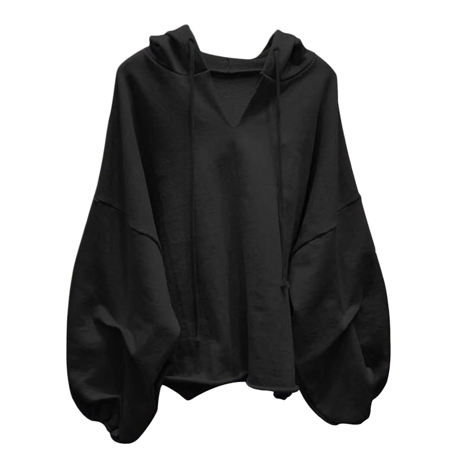 Kvinna Andas Solid Tröja V-ringad Pullover Hooded Jacka För Flicka Kvinna Moderälskare