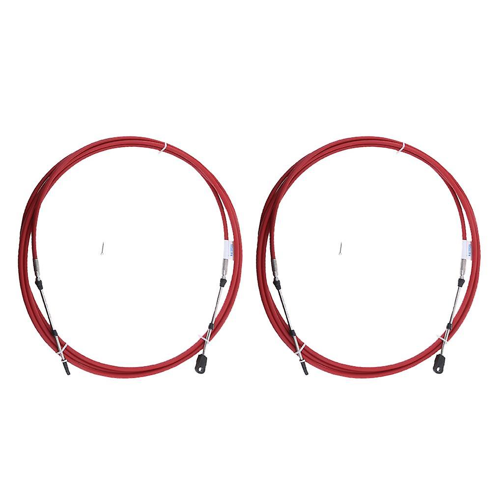 2Pcs 8Ft Throttle Shift Control Cable for Yamaha Outboard Boat Motor Red