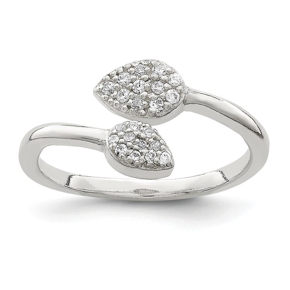 Anello Argento 925 Aperto Regolabile A Foglia Con Zirconi: Regalo Unico - 2