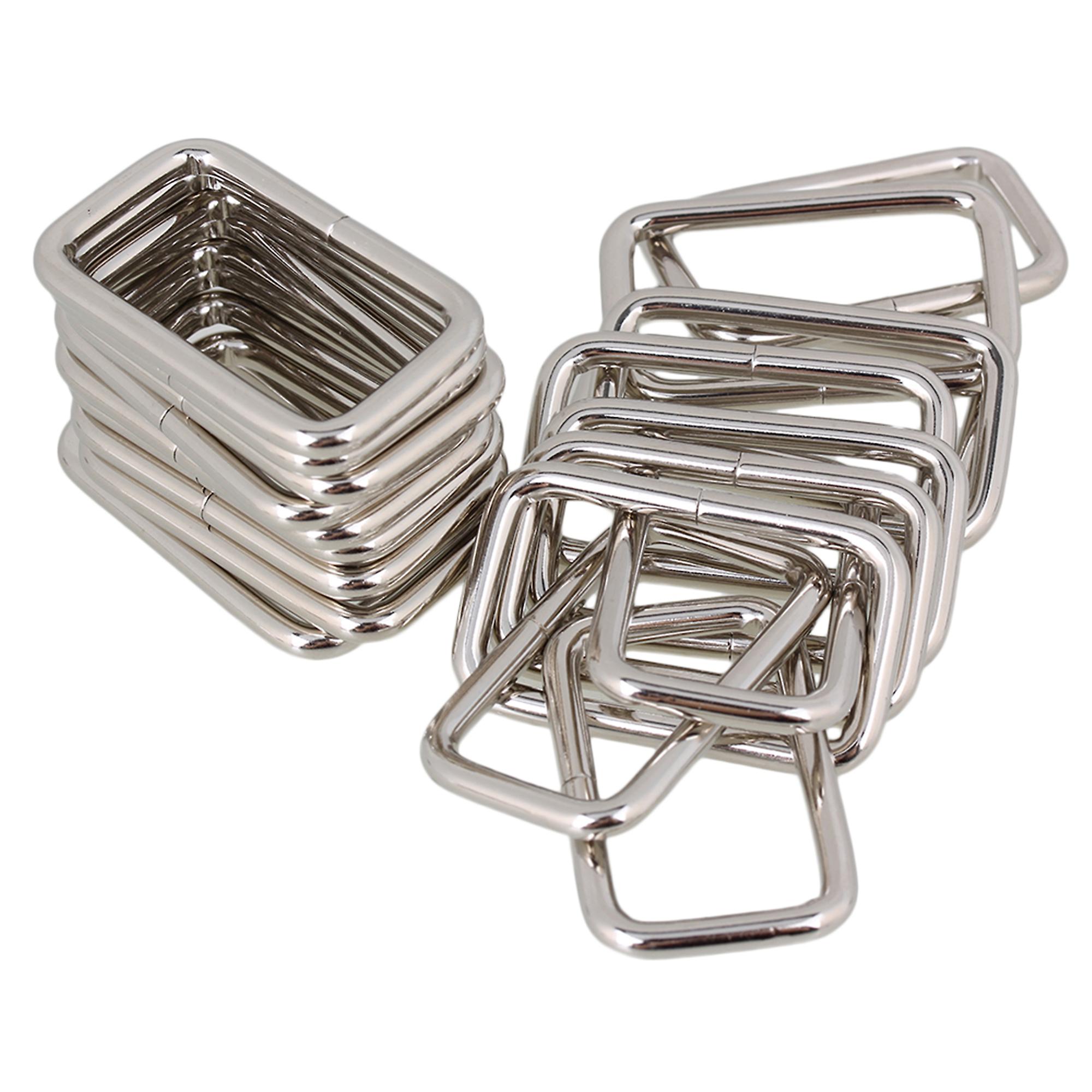 20x Heavy Nickel Plated over Steel Rectangle Ring 3.8cm Silver