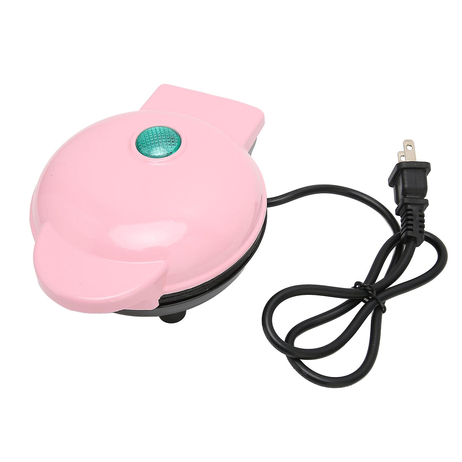 Pink Portable Electric Waffle Maker with US Plug for Home Use